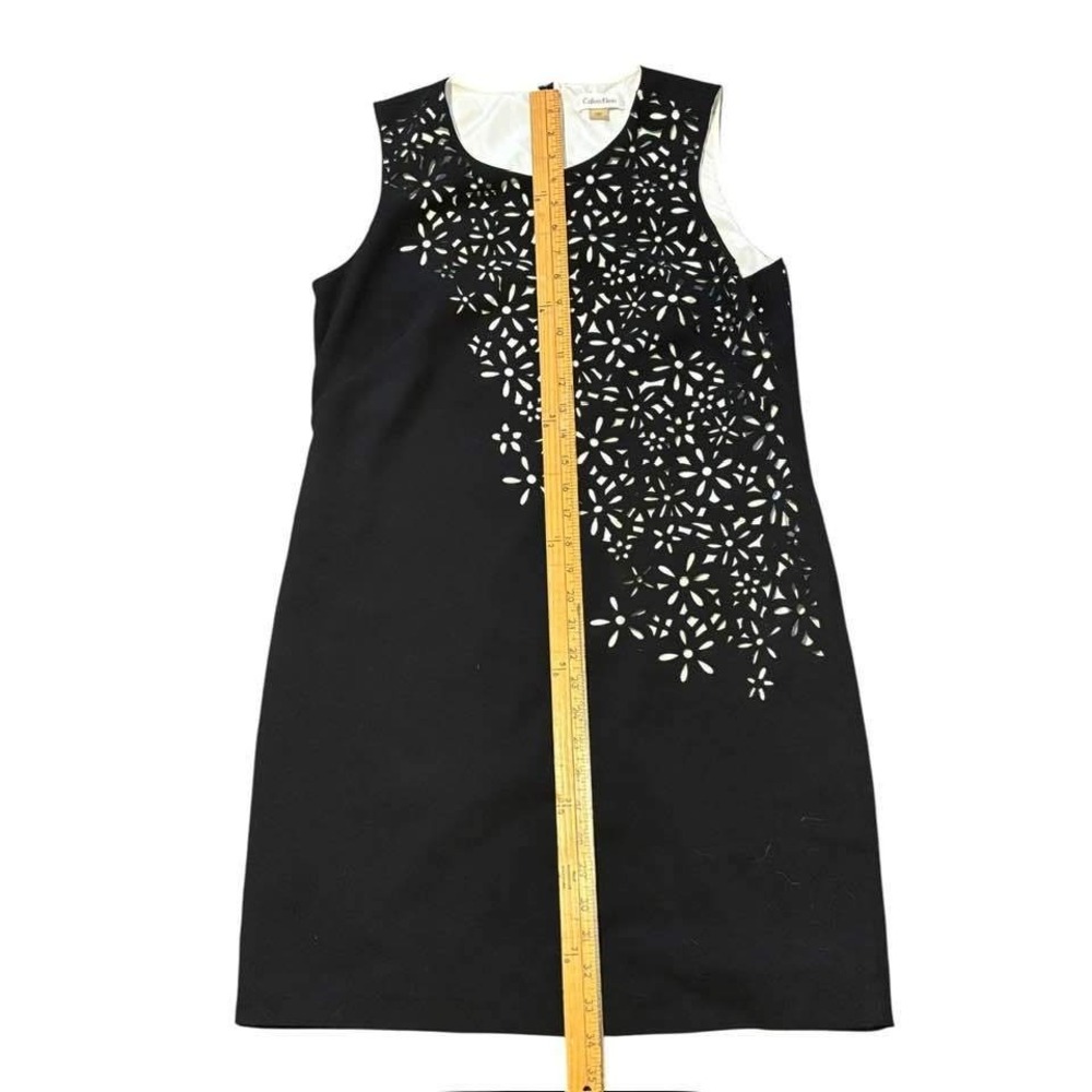 Sleeveless Black Dress Floral Laser Cut. Cocktail Wedding Guest Elegant SZ 8 - Picture 11 of 14